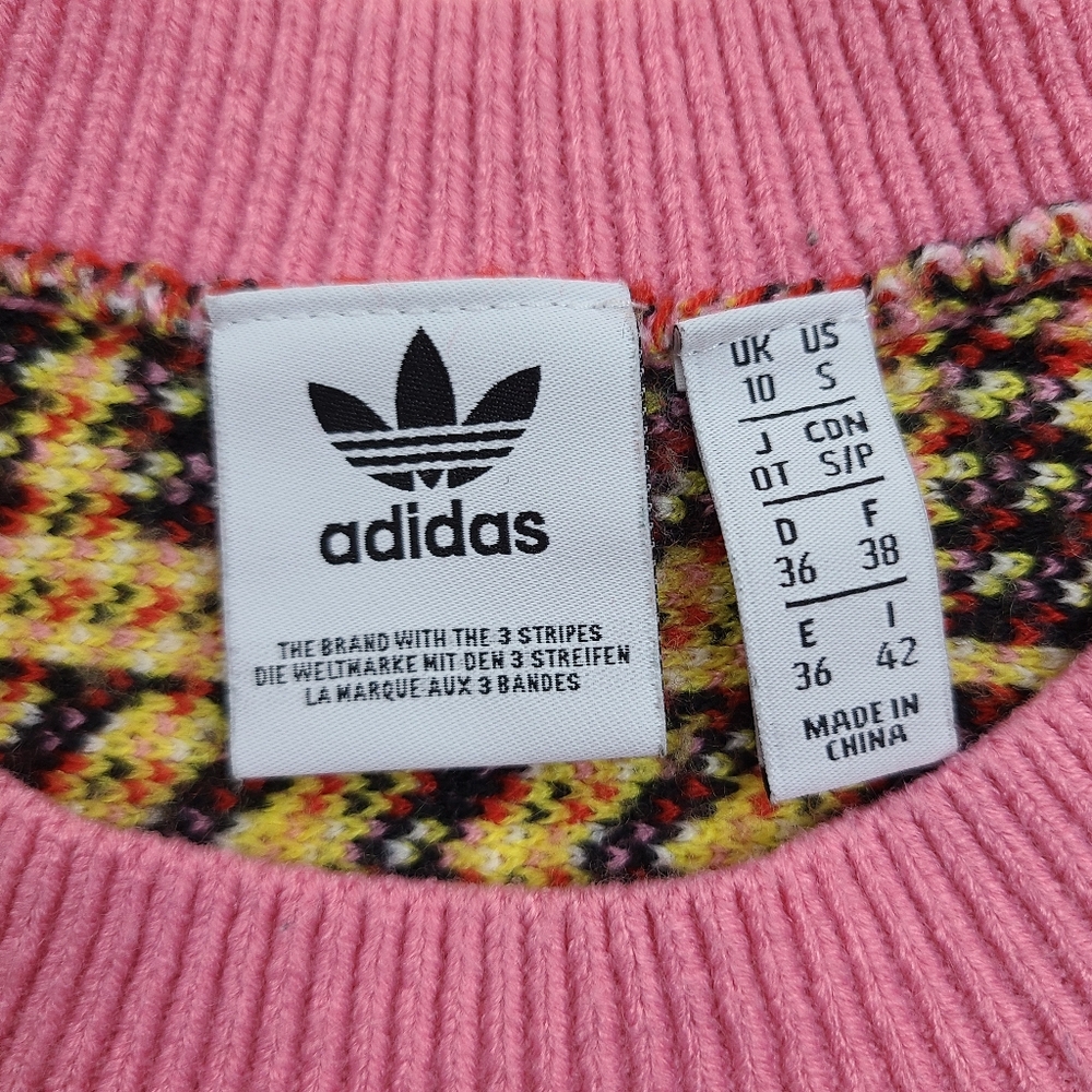 adidas Pink & Yellow Graphic Crewneck Sweater - Picture 4 of 13